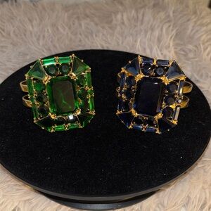 Emerald Green and Blue Sapphire Cuff Bracelets - Women Fashion Jewelry